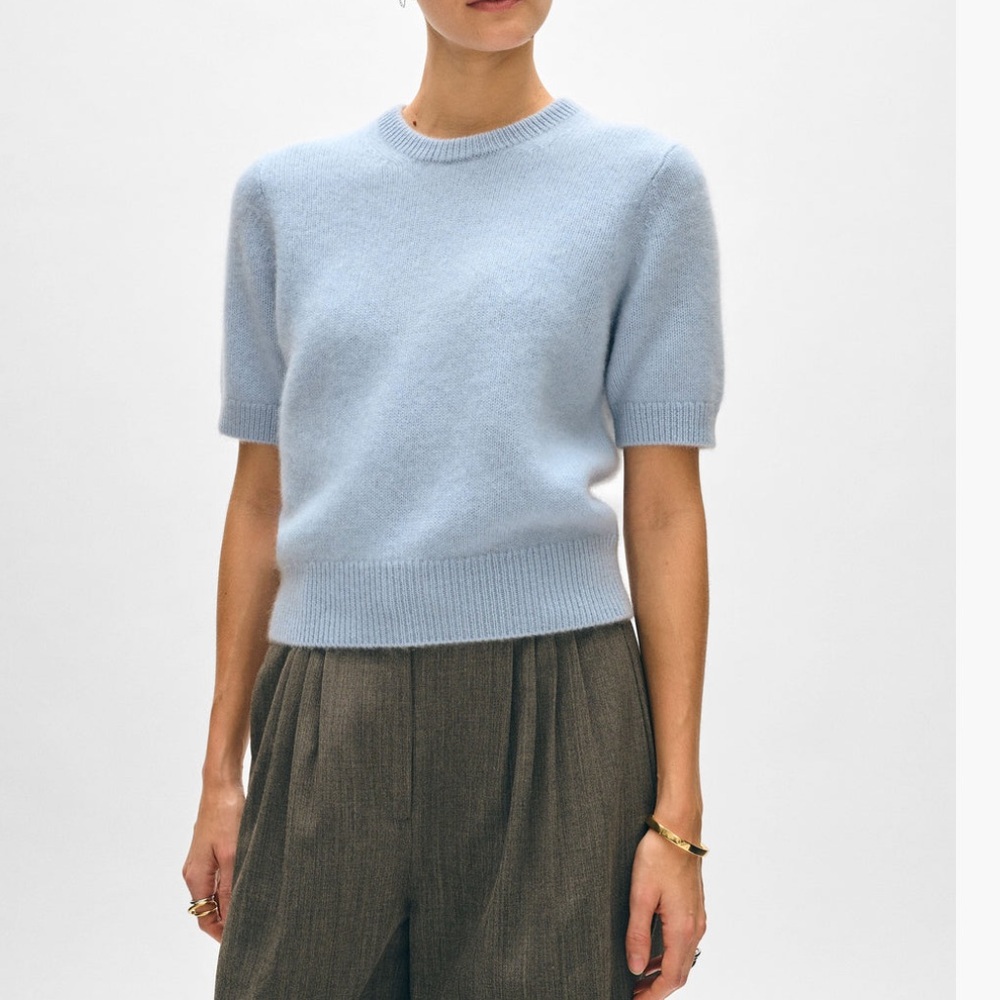 NEW WHITE +WARREN Brushed Cashmere tee sweater size medium